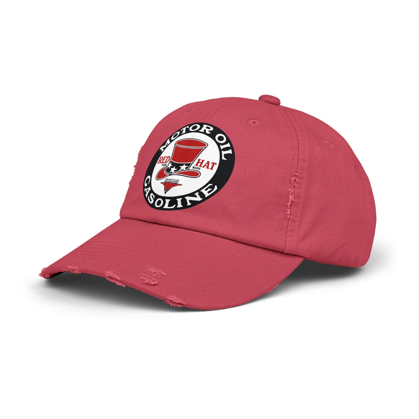 Red Hat Motor Oil & Gasoline Distressed Cap — Vintage Rare Petroliana Hat | The Faded Label Co.