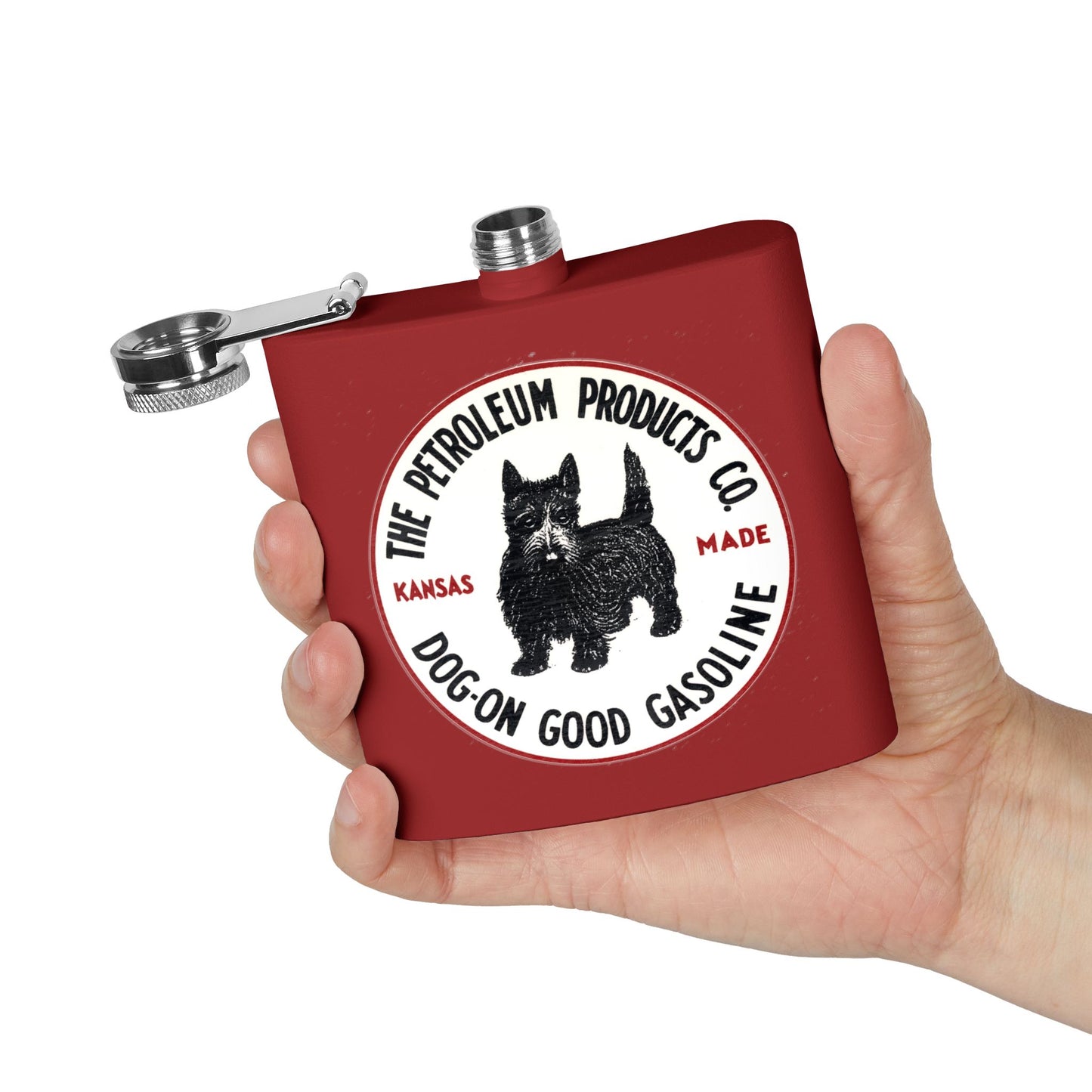 Dog-On Good Gasoline Flask — Vintage Scottie Dog Petroliana | The Faded Label Co.