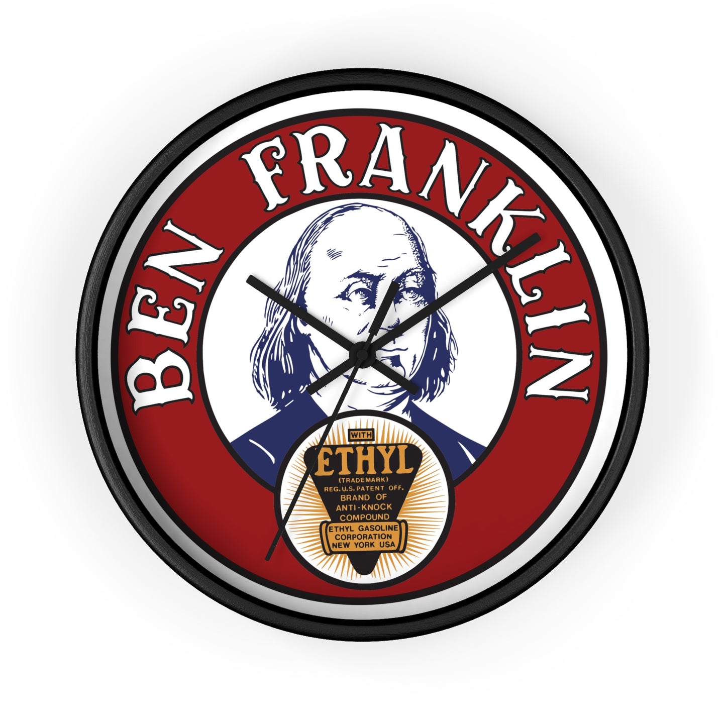 Ben Franklin Wall Clock – Vintage Patriotic Portrait Clock with Ethyl Seal