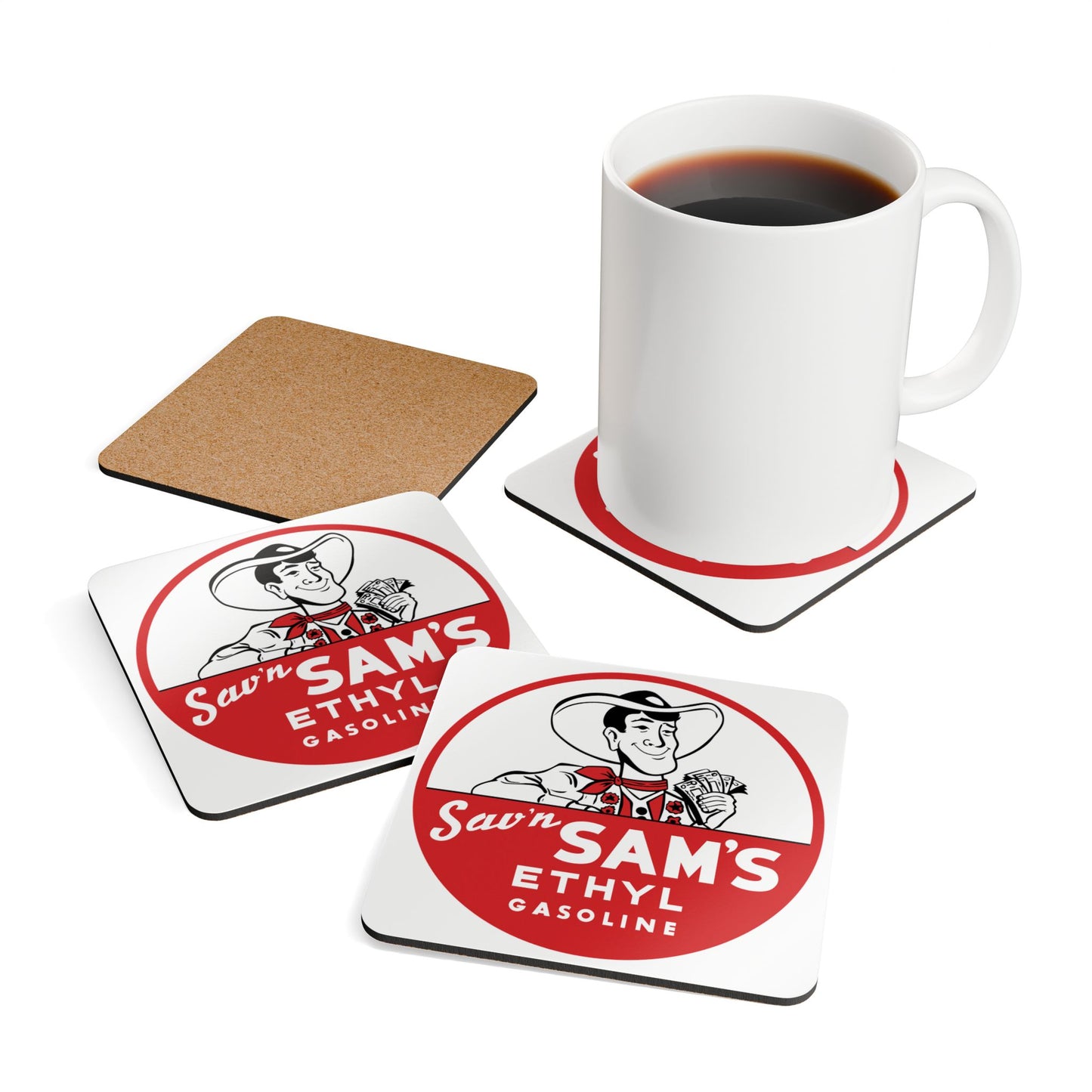 Sam's Ethyl Gasoline Coaster Set — Vintage Independent Petroliana Gift | The Faded Label Co.