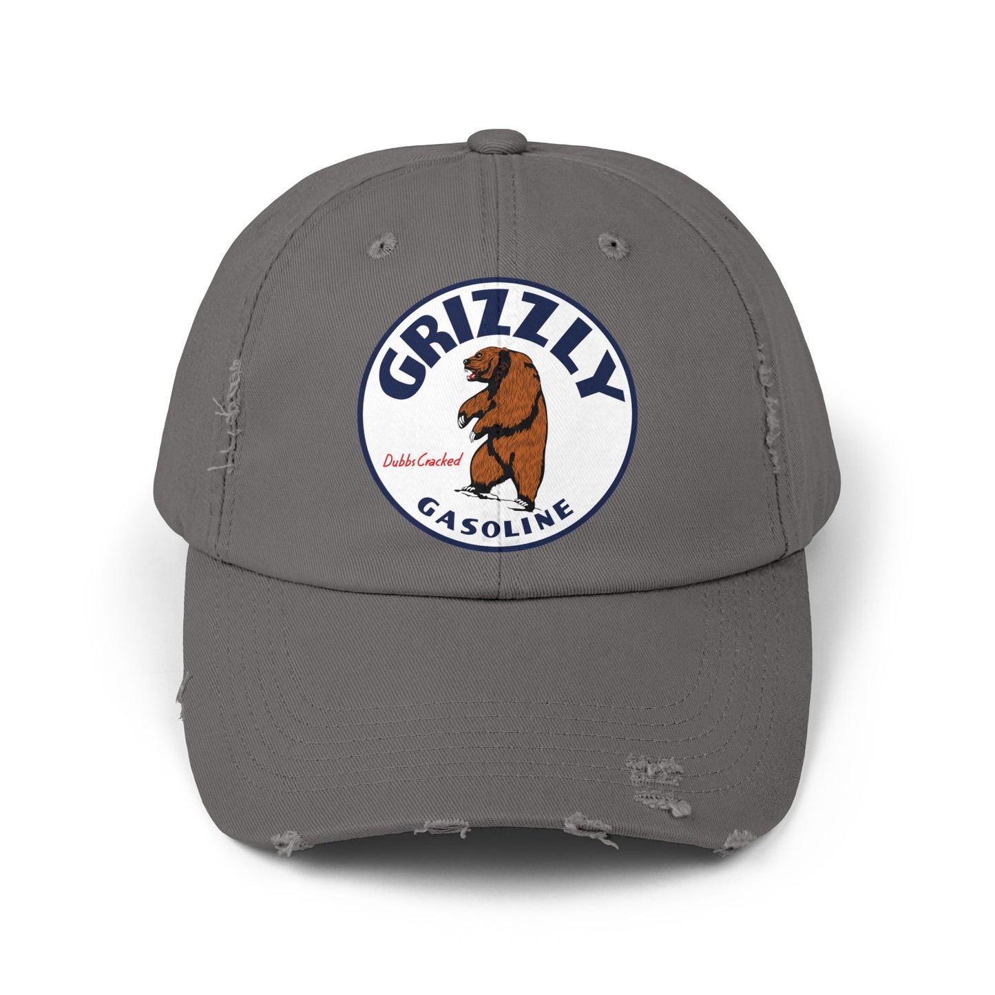 Grizzly Gasoline Distressed Cap — Vintage Montana Petroliana Hat | The Faded Label Co.