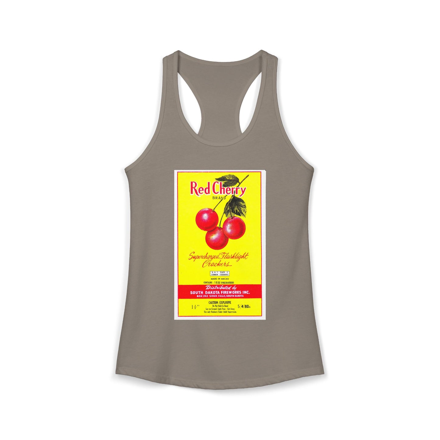 Red Cherry Brand Firecrackers racerback tank navy — America's 250th anniversary apparel — The Faded Label Co.