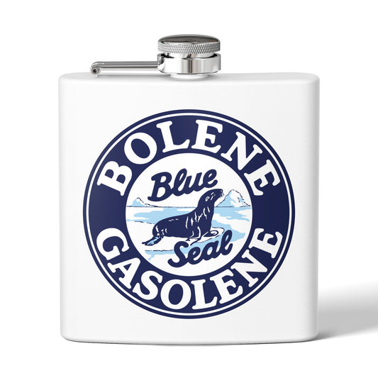 Bolene Blue Seal Gasolene flask navy — vintage petroliana gift — The Faded Label Co.