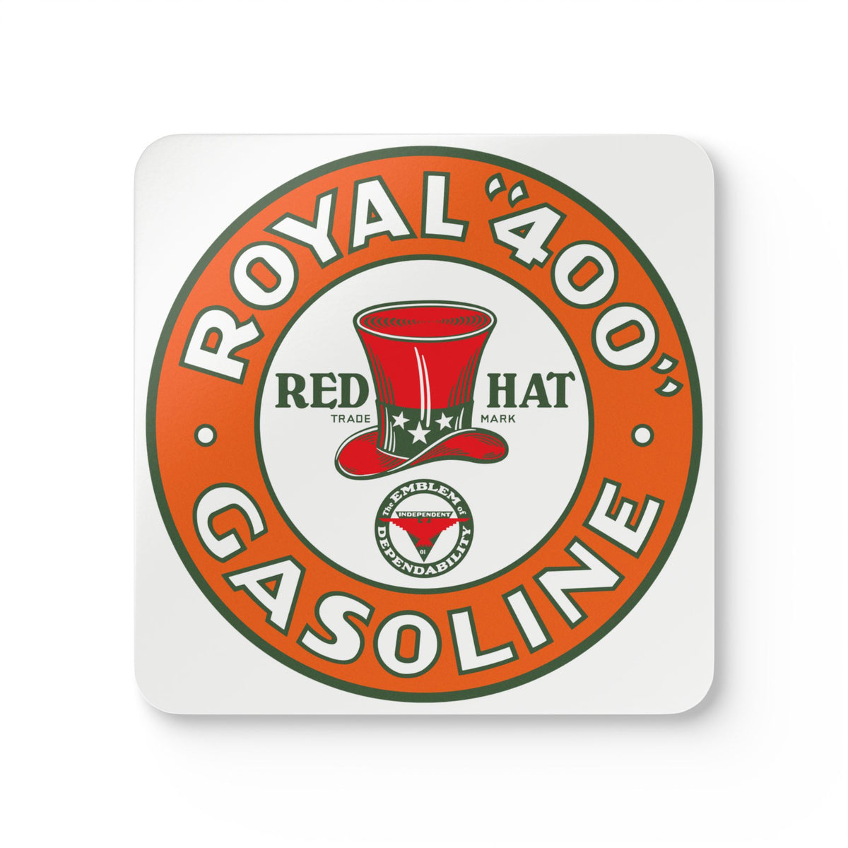 Red Hat Royal 400 coaster set — vintage petroliana gift — The Faded Label Co.