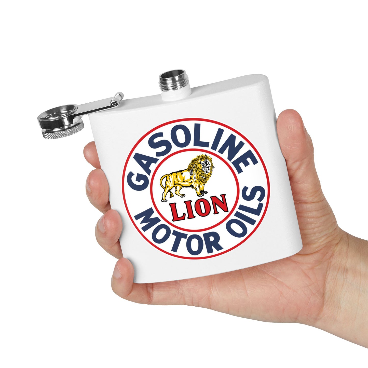 Lion Gasoline Flask — Vintage Arkansas Petroliana Gift | The Faded Label Co.