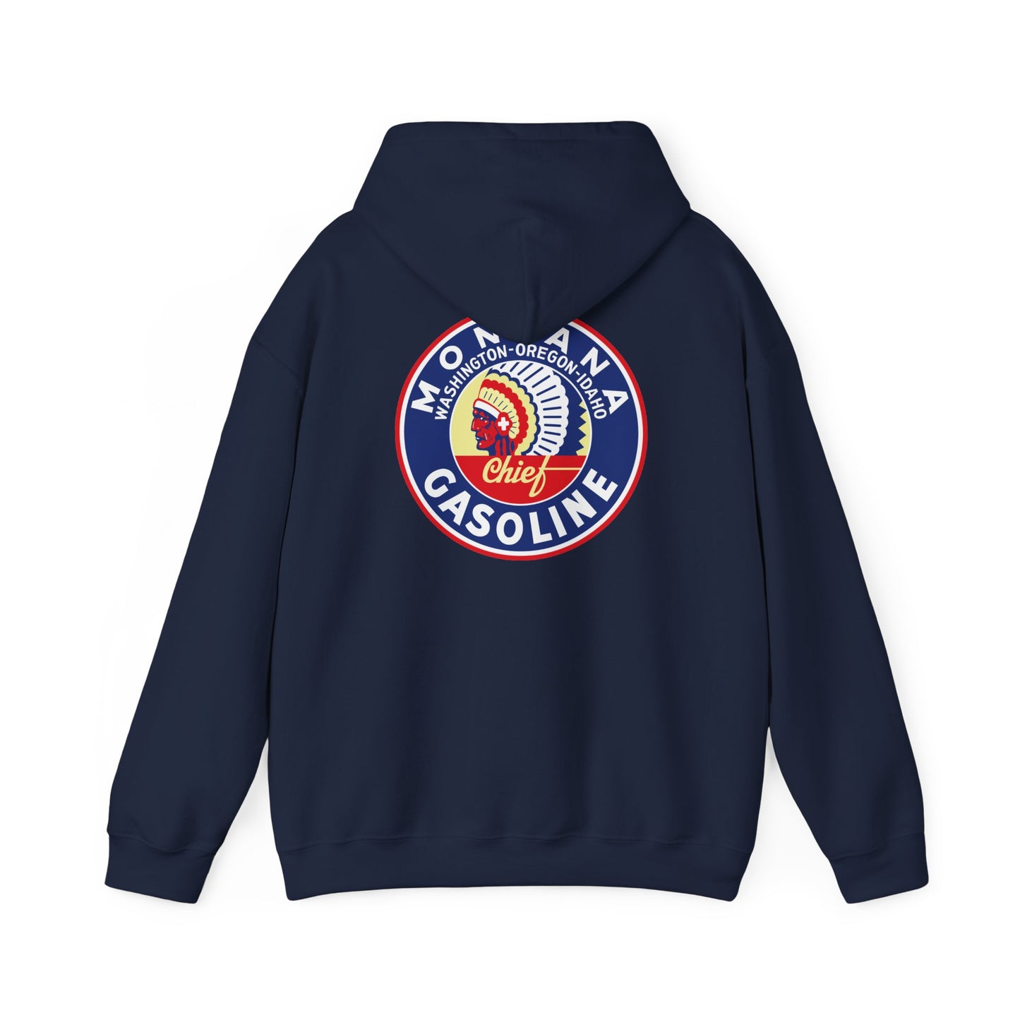 Montana Chief Gasoline Hoodie — Retro Logo Vintage Gas Station Pullover