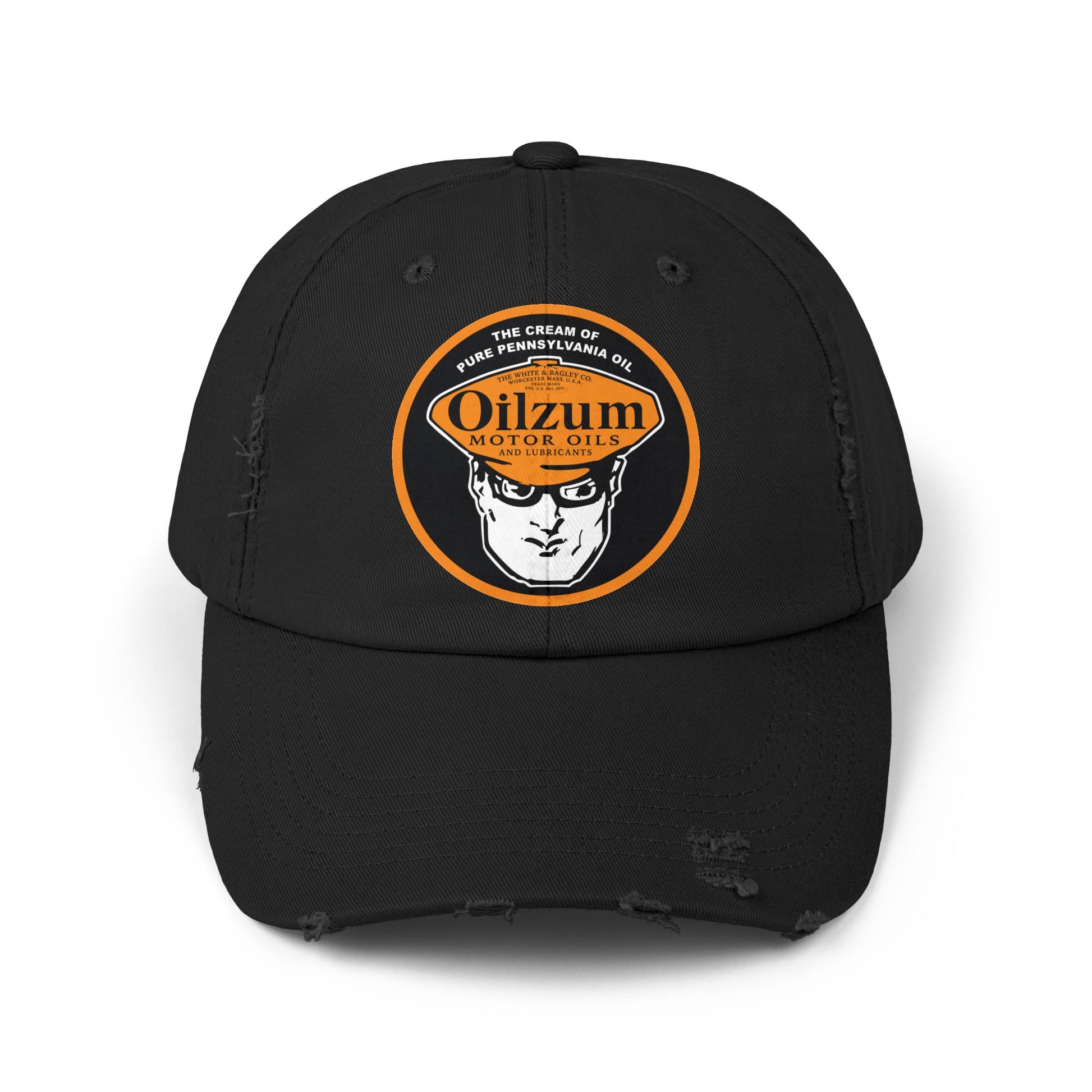 Oilzum distressed cap black — vintage racing motor oil hat — The Faded Label Co.