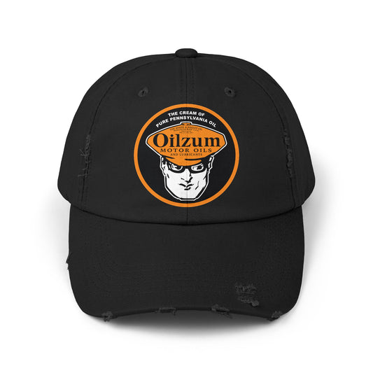 Oilzum distressed cap black — vintage racing motor oil hat — The Faded Label Co.