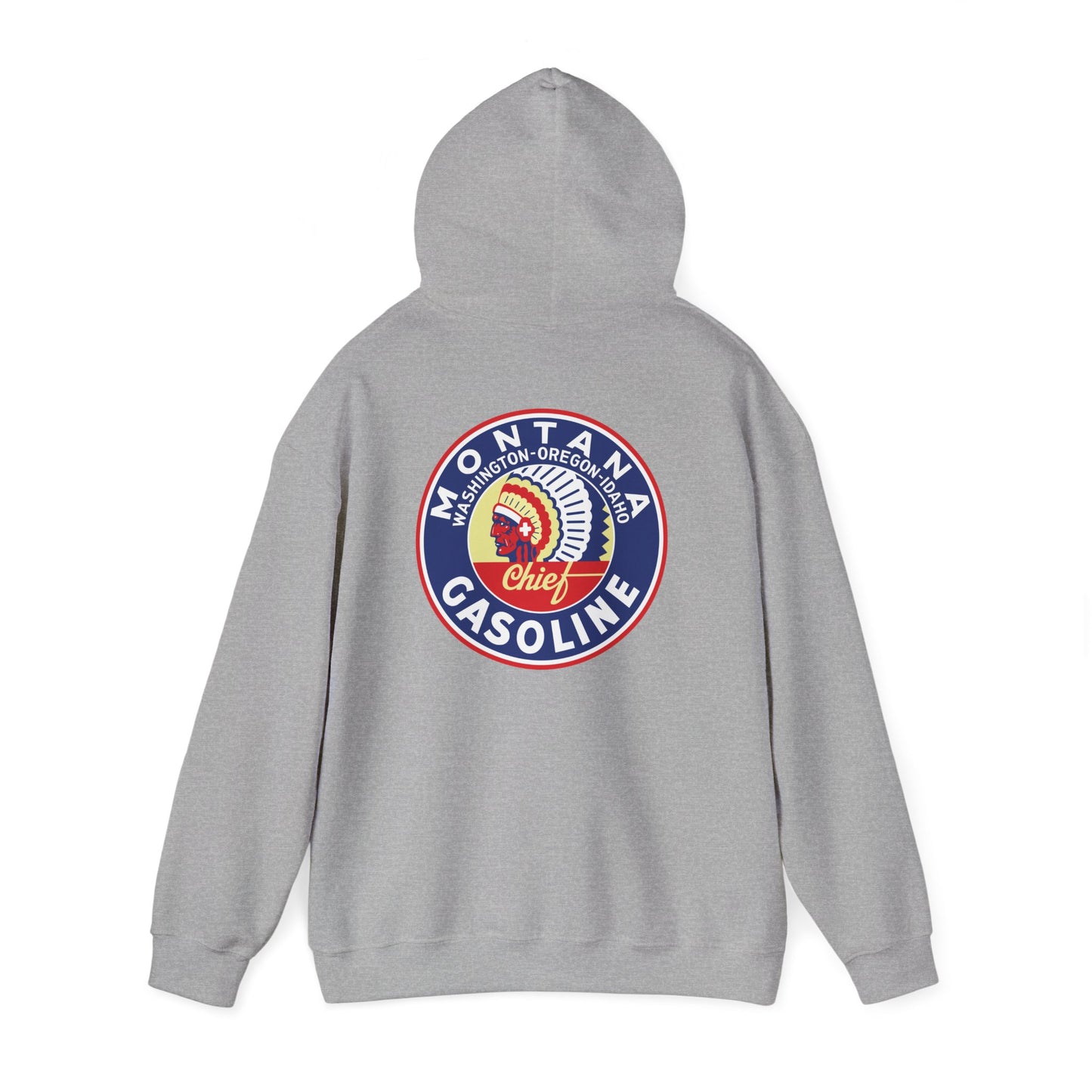 Montana Chief Gasoline Hoodie — Retro Logo Vintage Gas Station Pullover