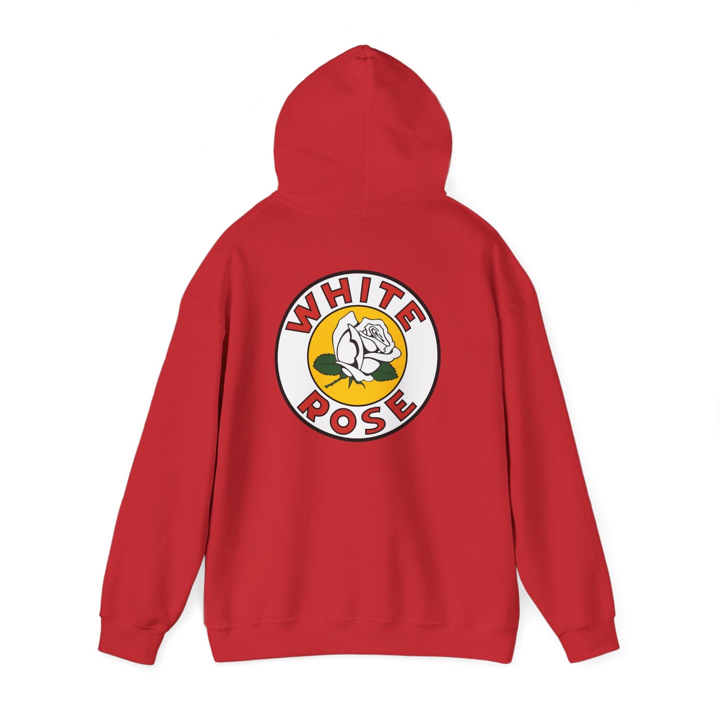 White Rose Logo Hoodie — Vintage Floral Graphic Pullover