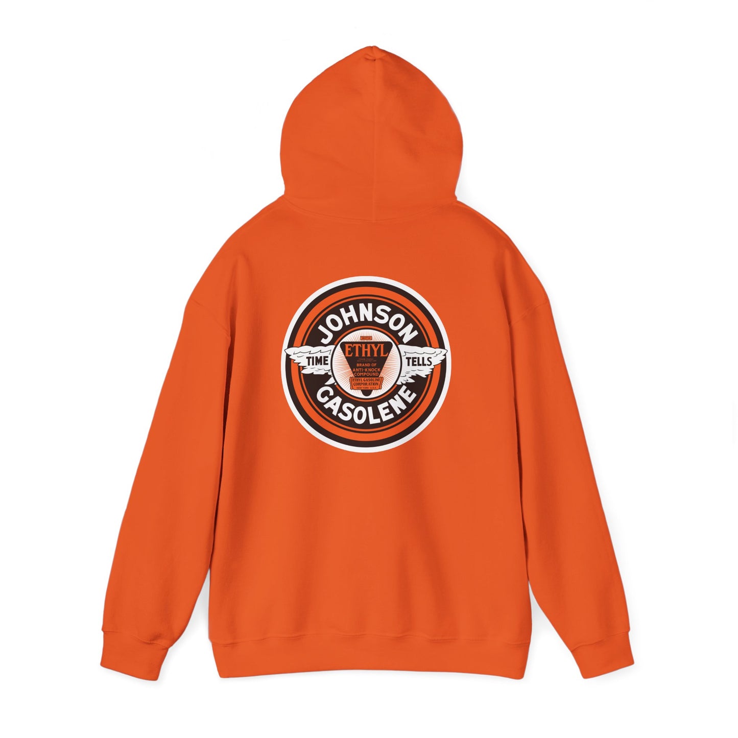 Vintage Johnson Gasolene Logo Hoodie — Retro Petrol Station Sweatshirt