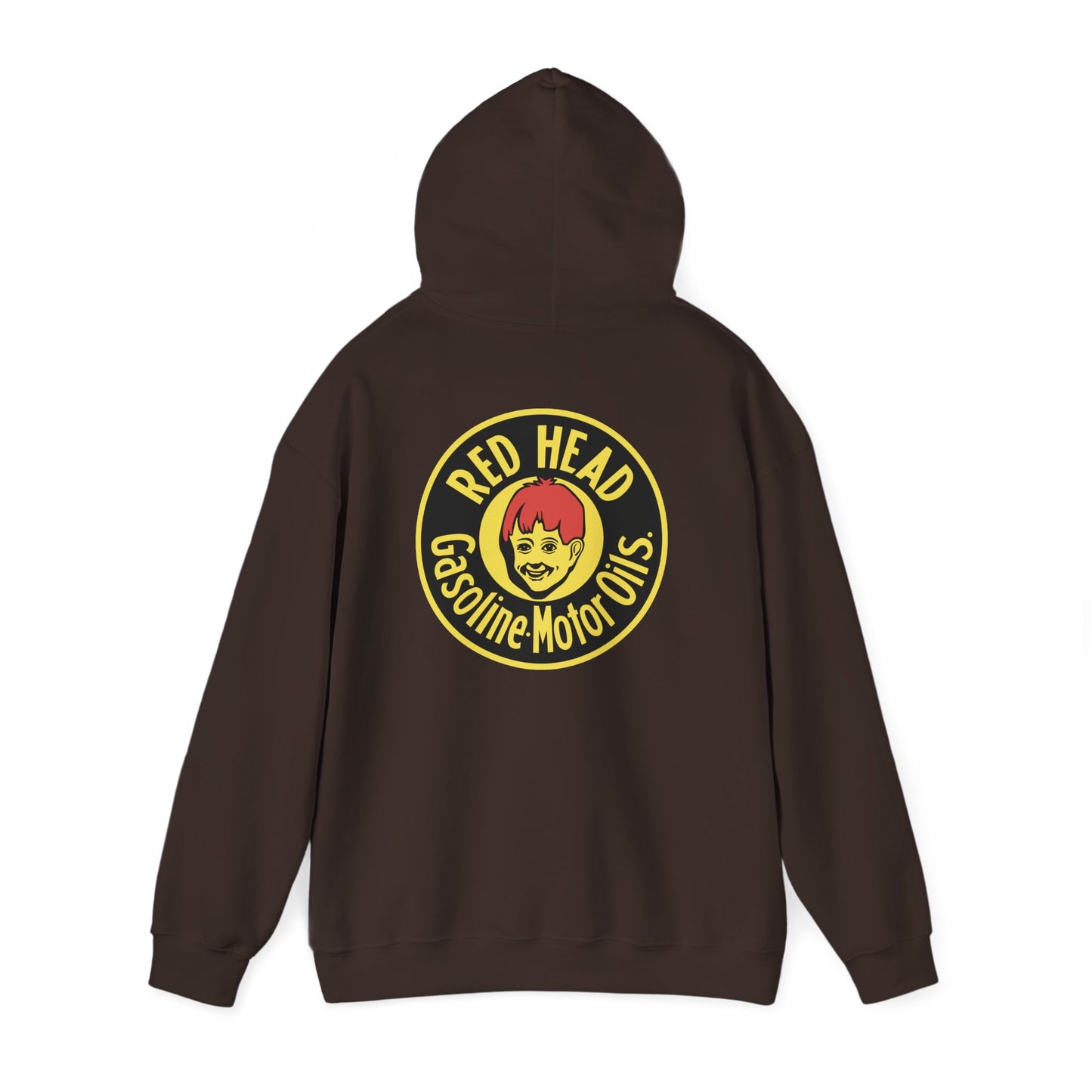 Red Head Gasoline Logo Hoodie — Vintage Automotive Graphic Sweatshirt