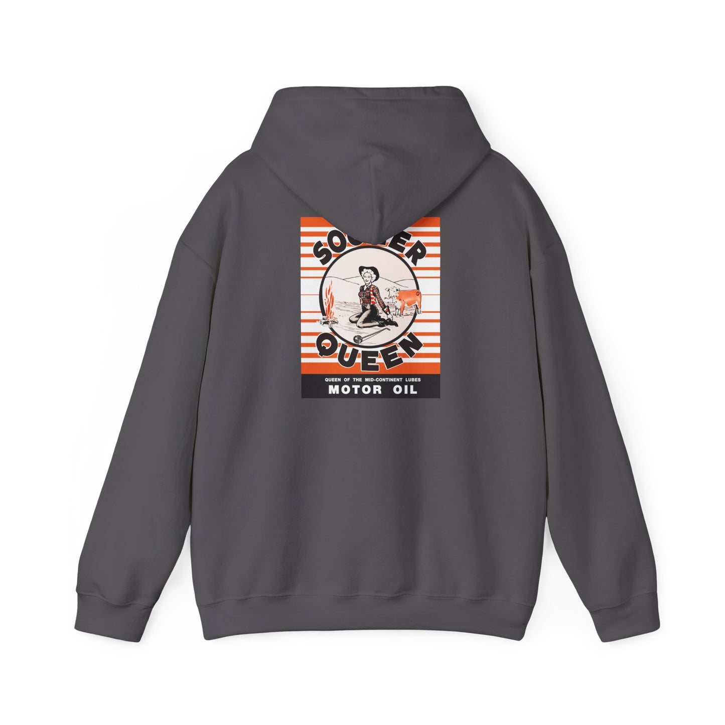 Sooner Queen Motor Oil Hoodie — Retro Racing Graphic Sweatshirt