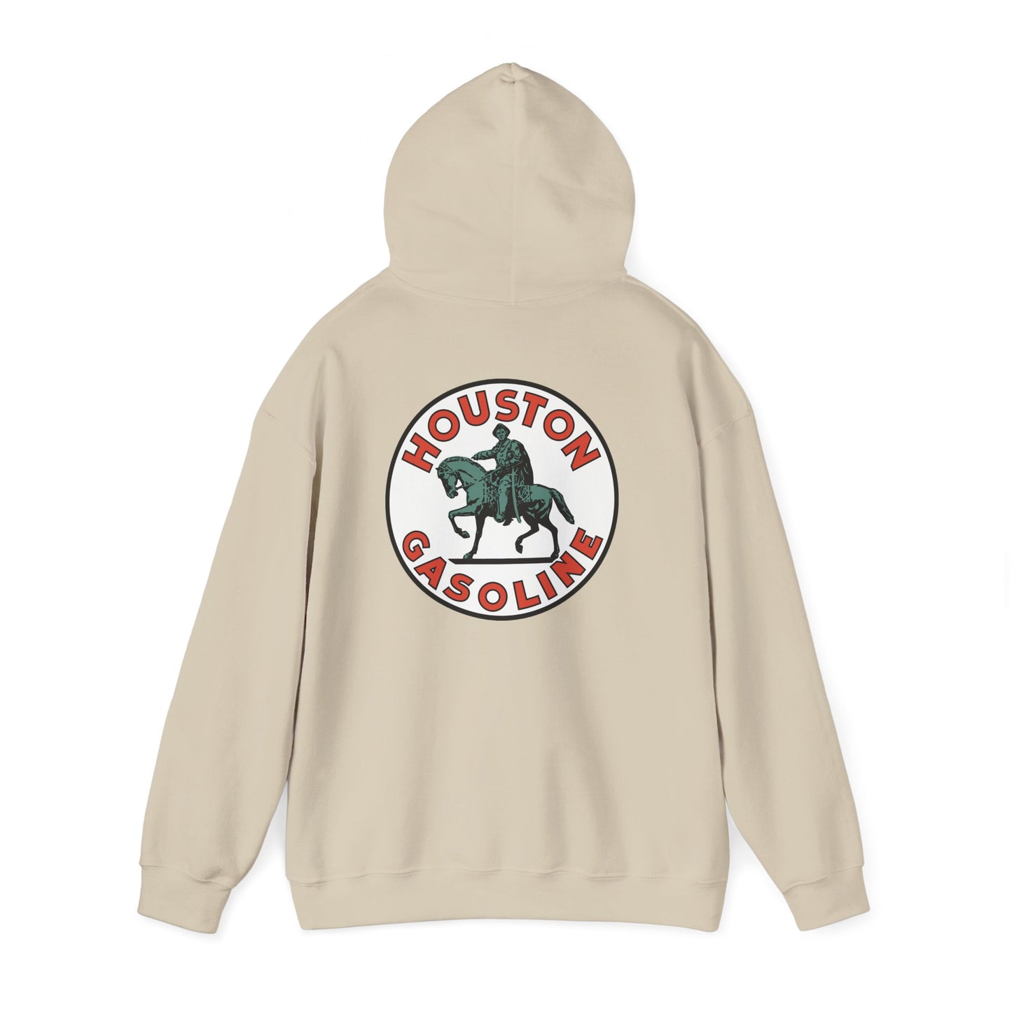 Houston Gasoline Logo Hoodie — Vintage Equestrian Gas Station Crewneck