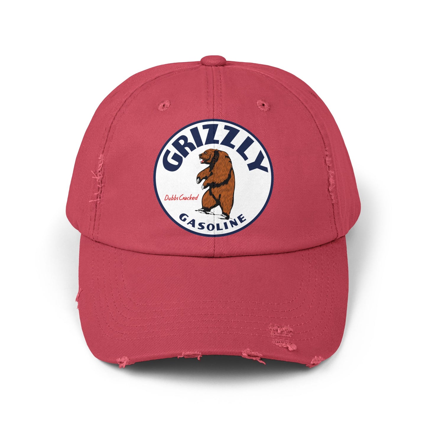 Grizzly Gasoline Distressed Cap — Vintage Montana Petroliana Hat | The Faded Label Co.