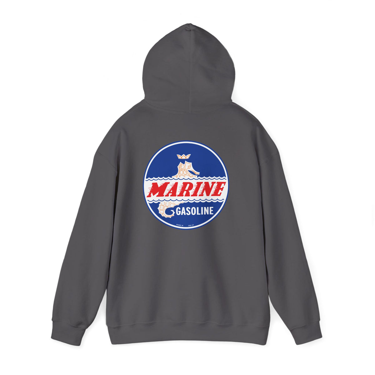 Marine Gasoline Hoodie — Vintage Seahorse Petroliana | The Faded Label Co.