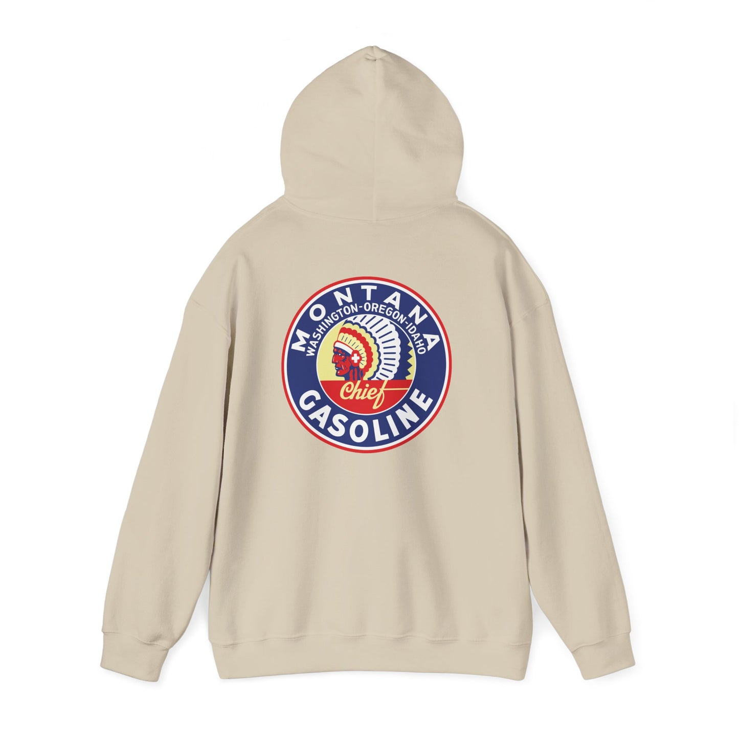 Montana Chief Gasoline Hoodie — Retro Logo Vintage Gas Station Pullover