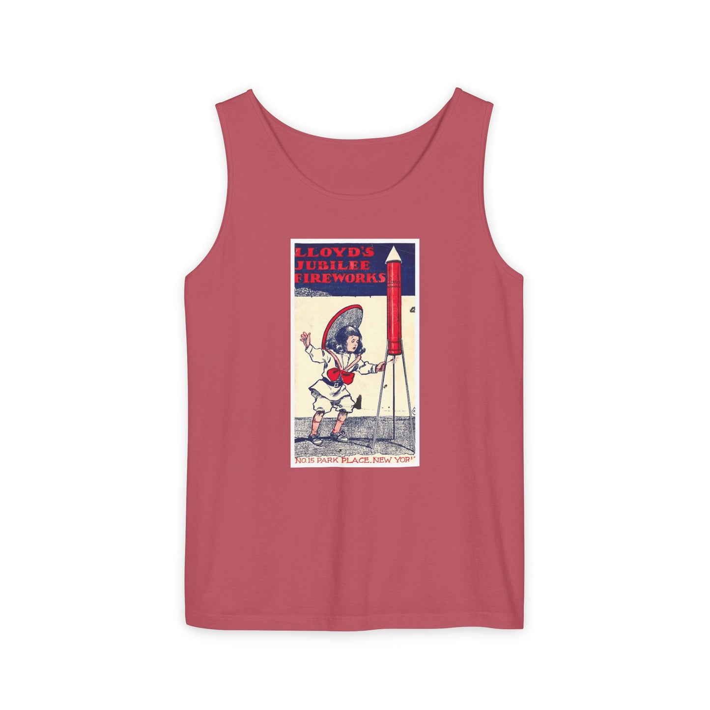 Lloyd's Jubilee Firecrackers tank top pepper — vintage Americana summer apparel — The Faded Label Co.