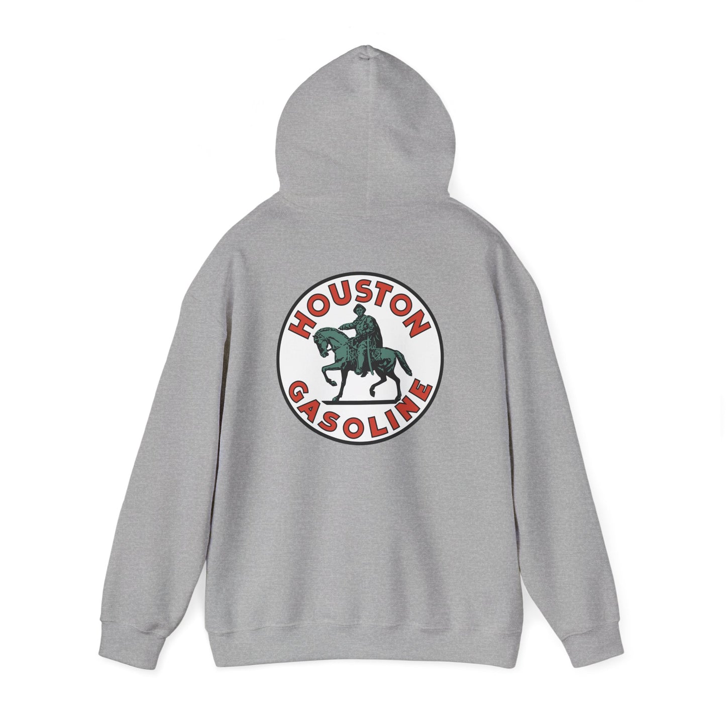 Houston Gasoline Logo Hoodie — Vintage Equestrian Gas Station Crewneck