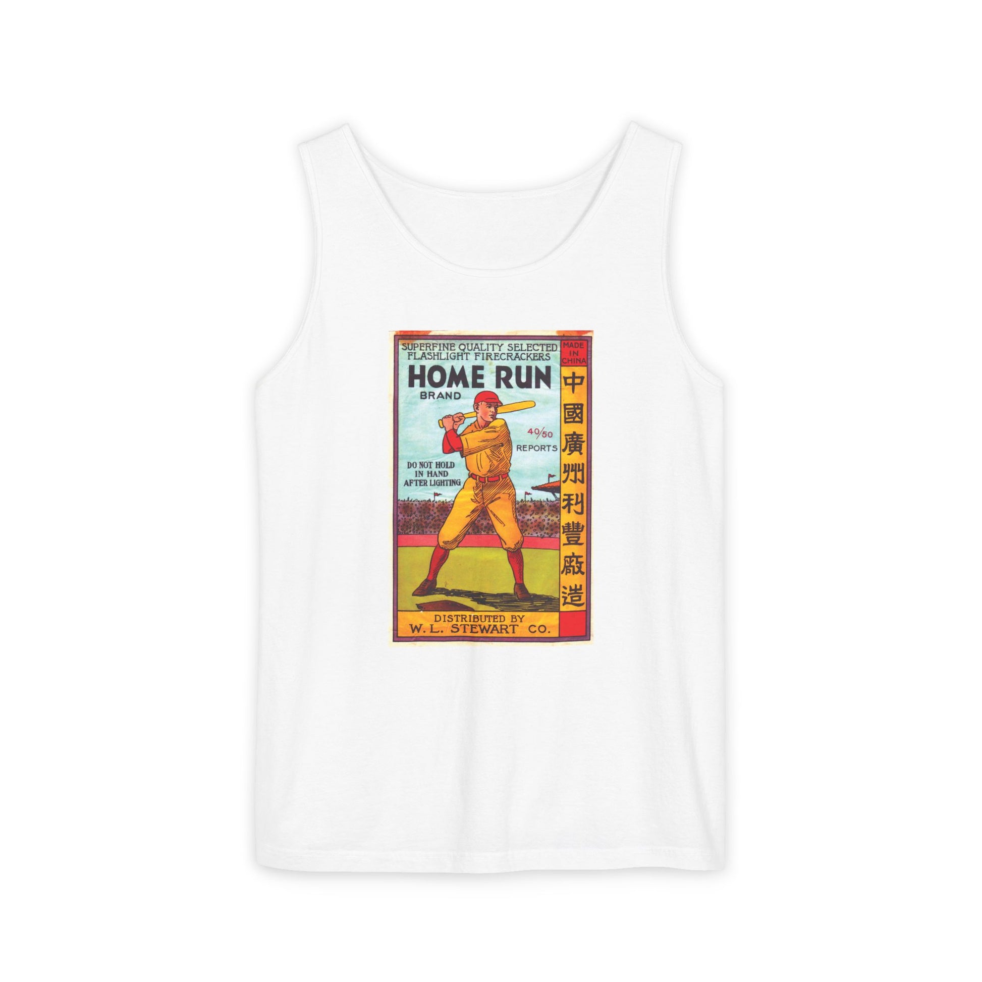 Home Run Firecrackers tank top pepper — vintage Americana summer apparel — The Faded Label Co.