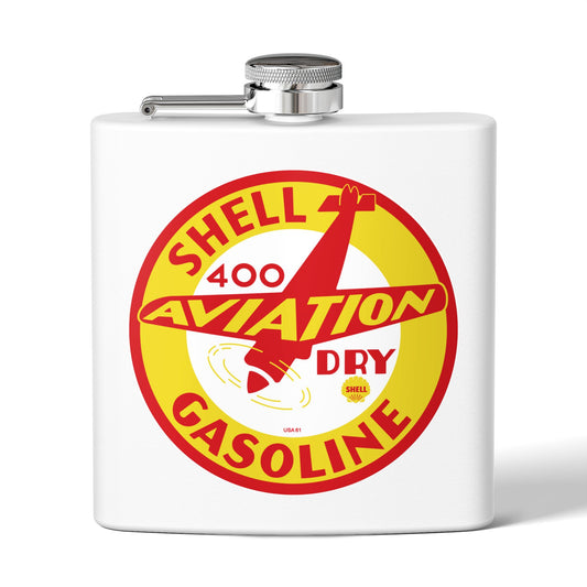 Shell Aviation 400 flask white — vintage petroliana gift — The Faded Label Co.