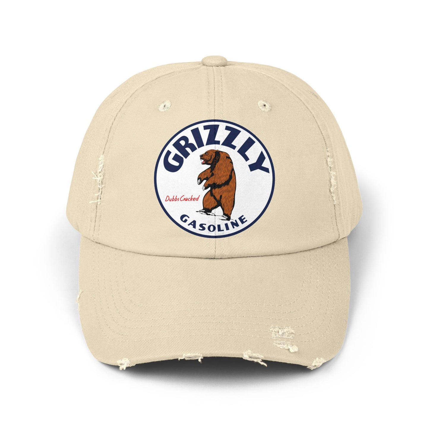 Grizzly Gasoline Distressed Cap — Vintage Montana Petroliana Hat | The Faded Label Co.