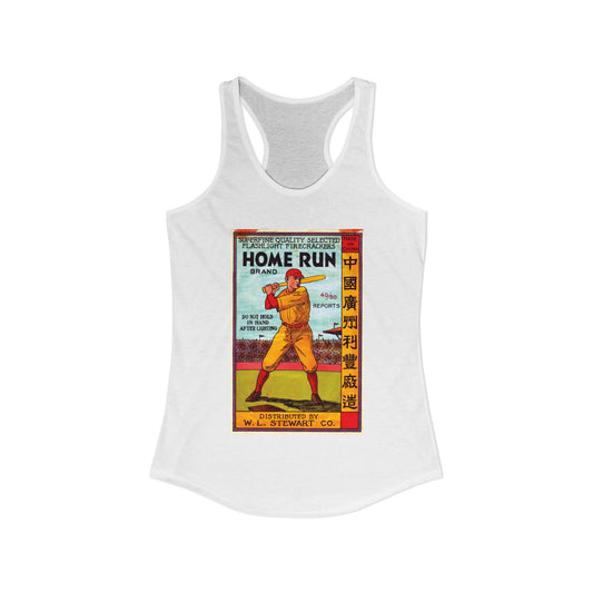 Home Run Firecrackers women's racerback tank top — vintage 4th of July fireworks art — The Faded Label Co.