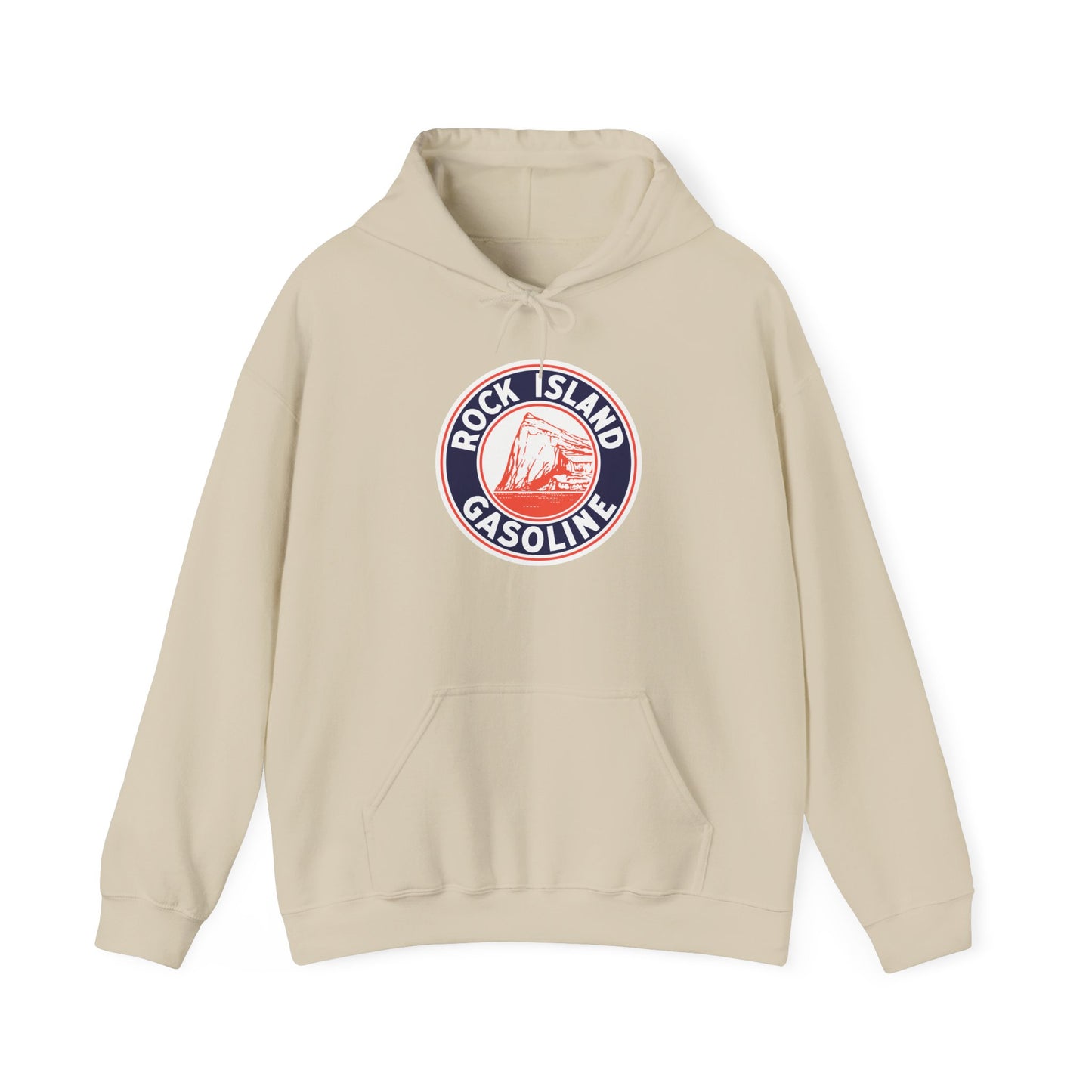 Rock Island Gasoline Hoodie — Vintage Gas Station Logo Pullover