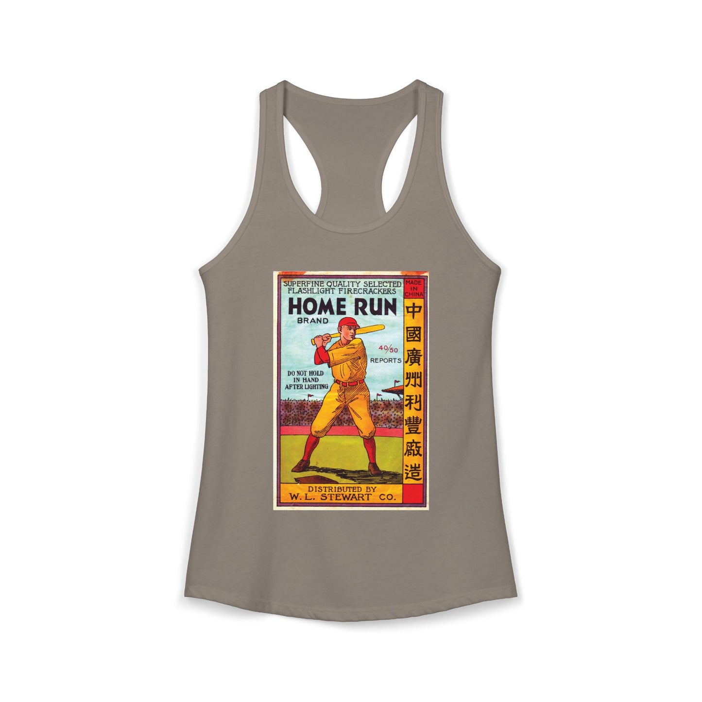 Home Run Firecrackers racerback tank navy — America's 250th anniversary apparel — The Faded Label Co.