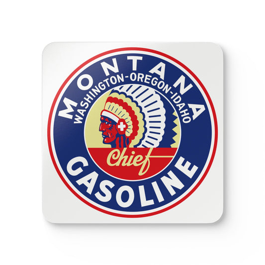 Montana Chief Gasoline coaster set — vintage petroliana gift — The Faded Label Co.