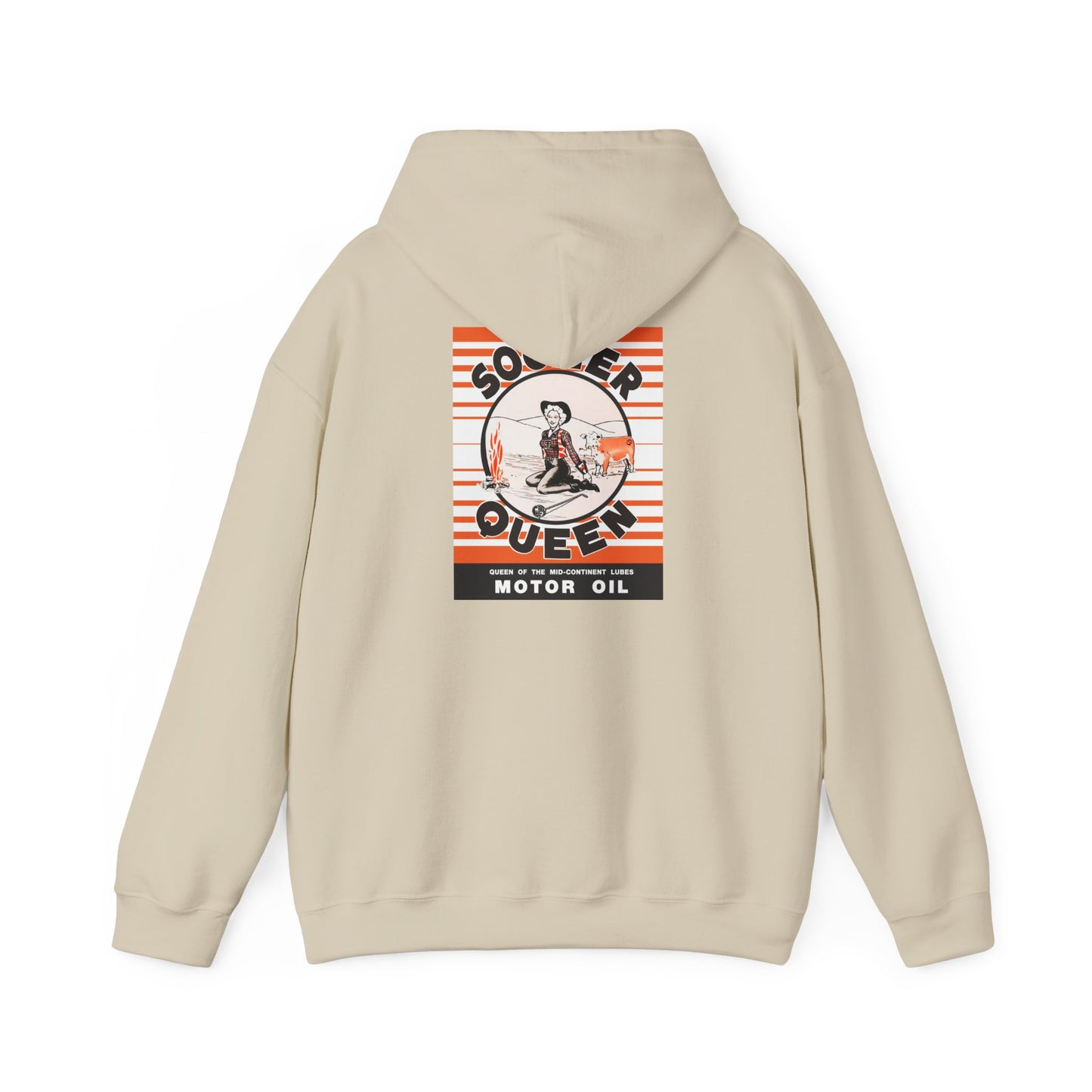 Sooner Queen Motor Oil Hoodie — Retro Racing Graphic Sweatshirt