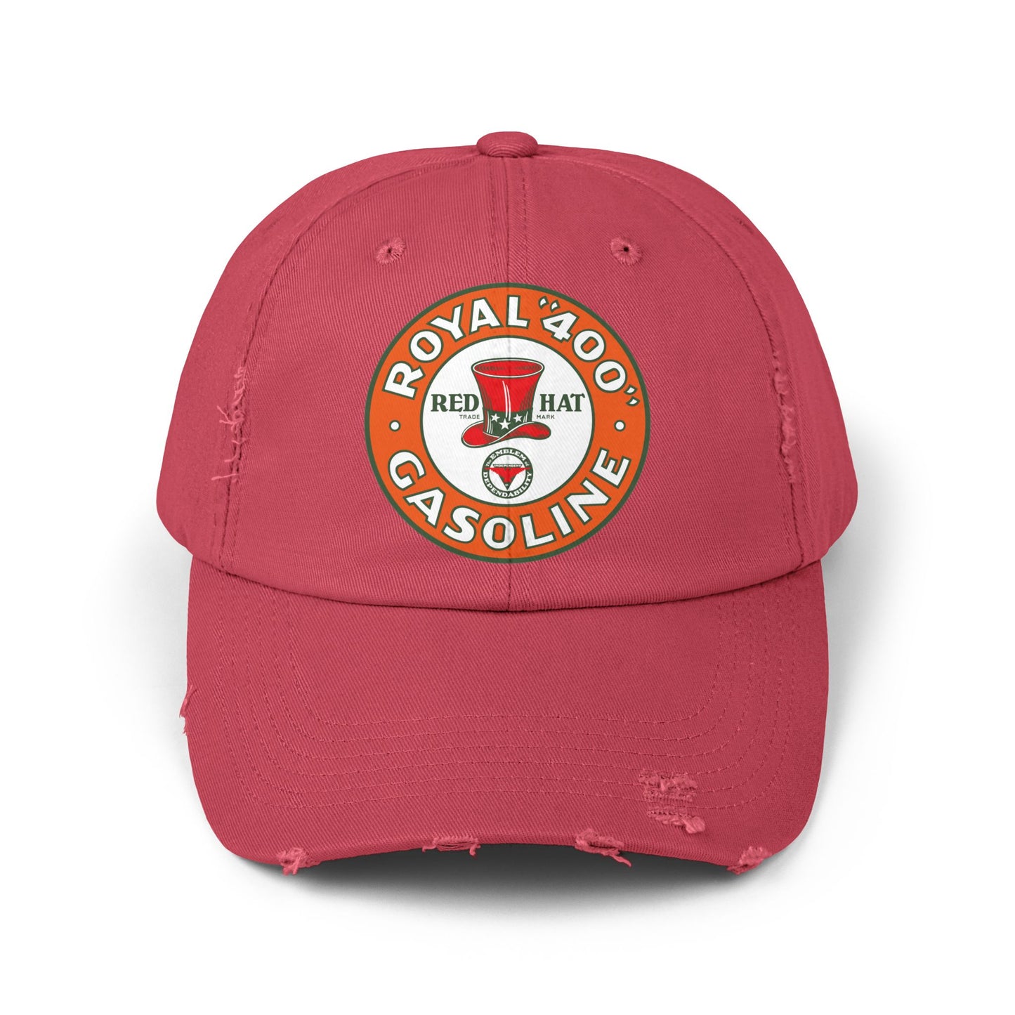 Red Hat Royal 400 Gasoline Distressed Cap — Vintage Rare Petroliana Hat | The Faded Label Co.