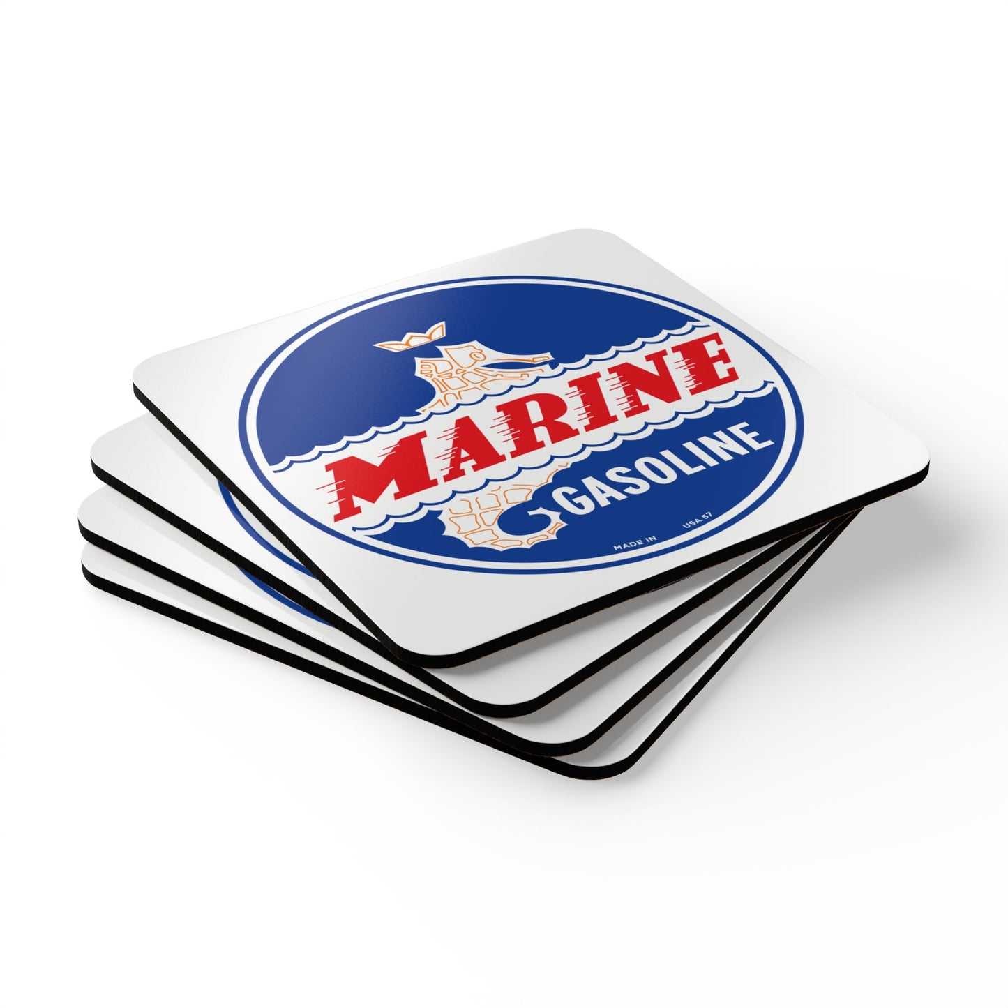 Marine Gasoline Coaster Set — Vintage Dockside Petroliana Gift | The Faded Label Co.