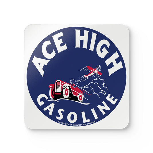 Ace High Gasoline coaster set — vintage petroliana gift — The Faded Label Co.