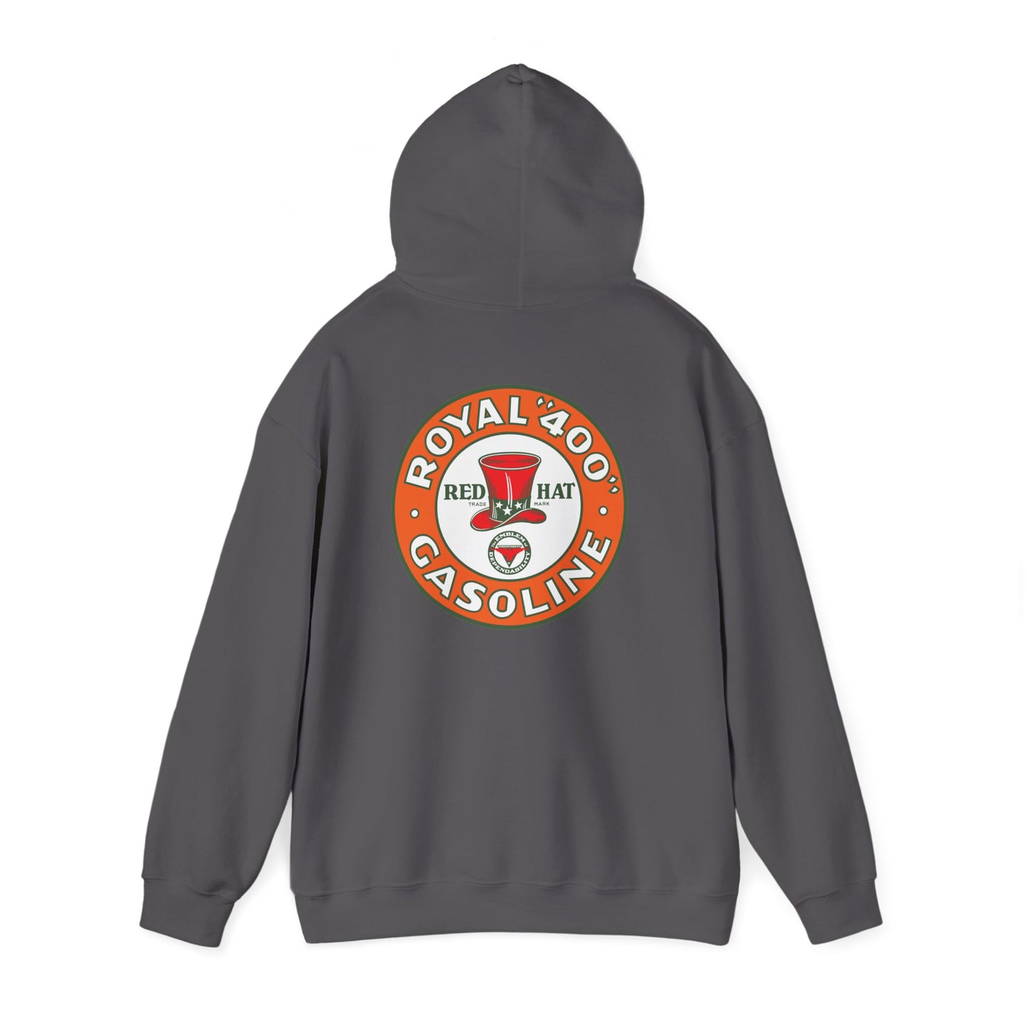 Royal 400 Red Hat Gasoline Hoodie — Vintage Petroliana | The Faded Label Co.
