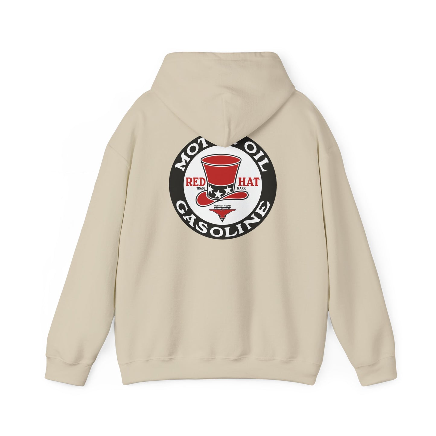 Red Hat Motor Oil Gasoline Hoodie – Retro Vintage Gas & Mechanic Sweatshirt