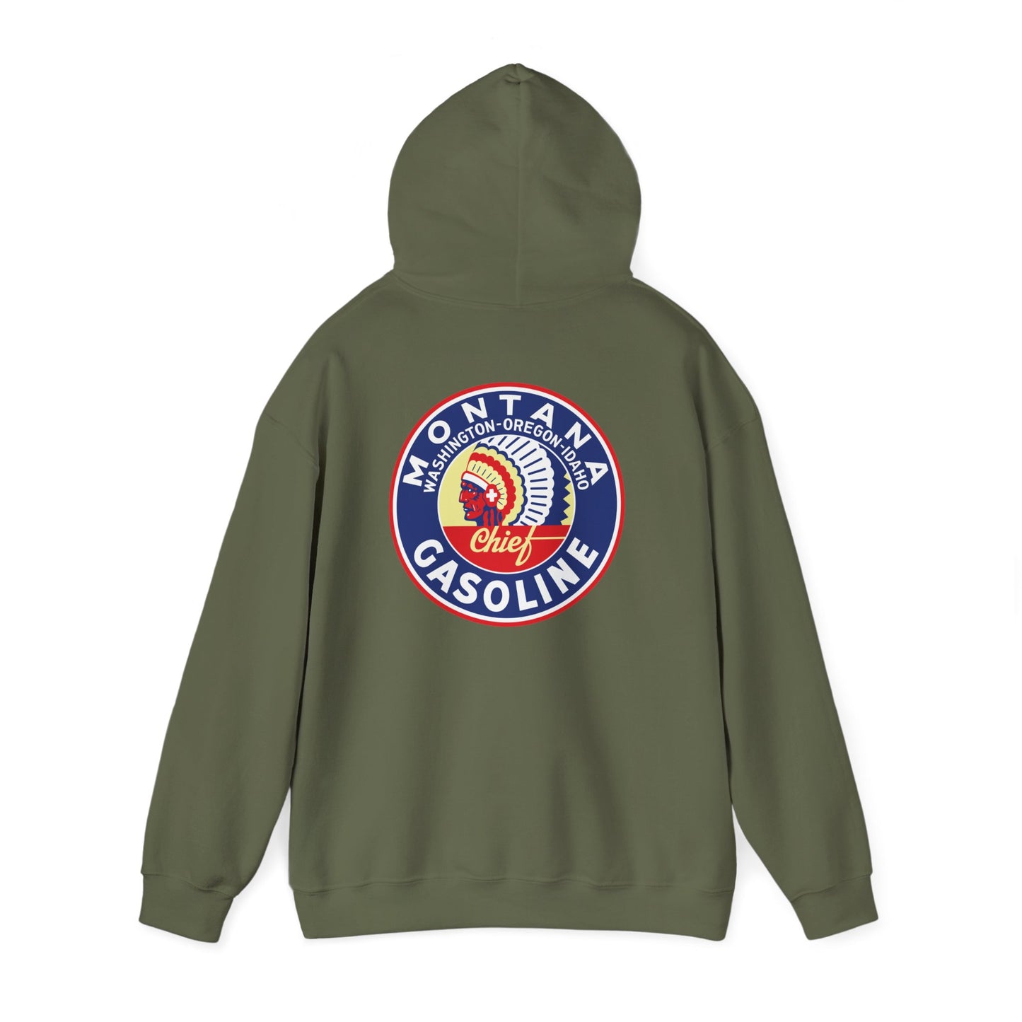 Montana Chief Gasoline Hoodie — Vintage Northwest Petroliana | The Faded Label Co.