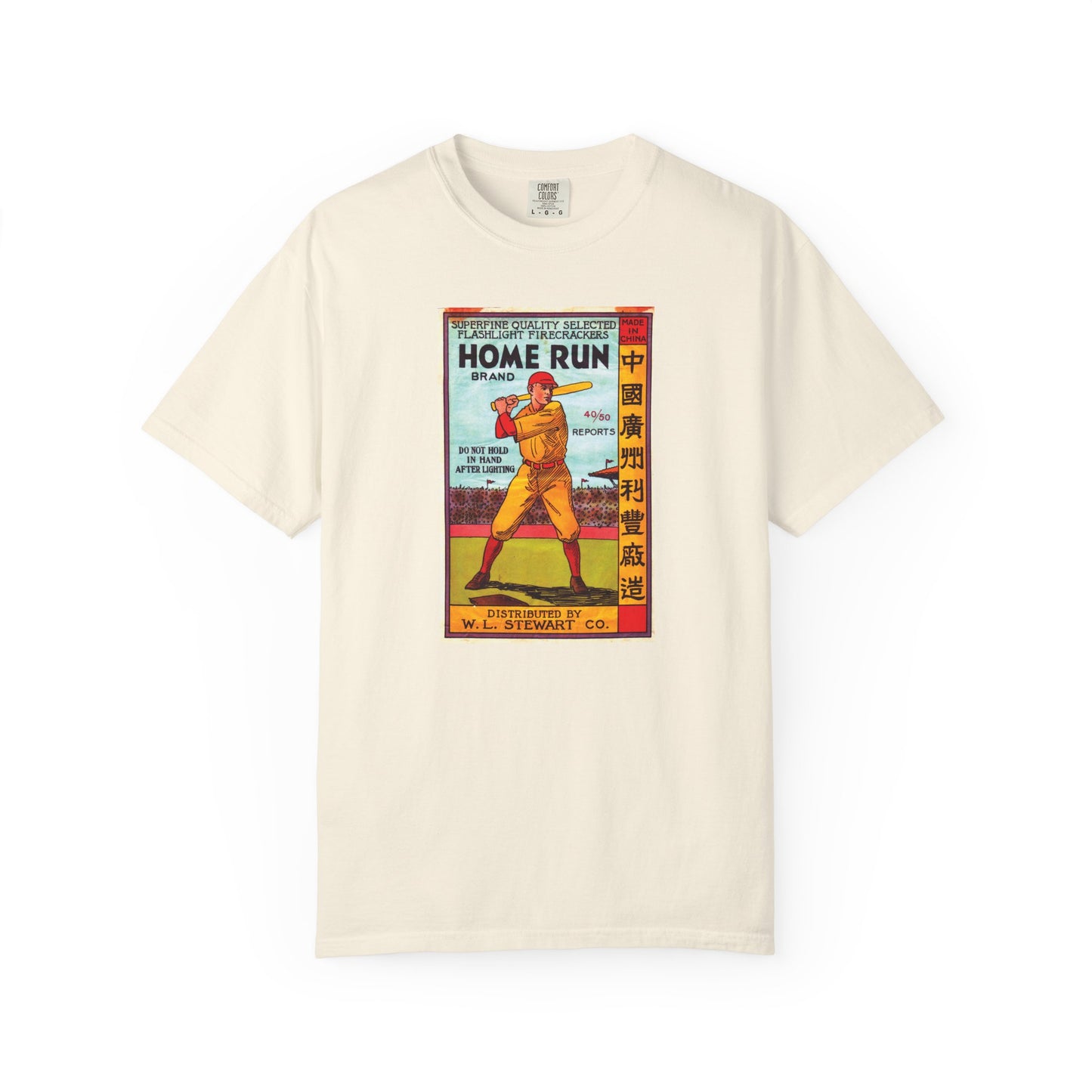 Home Run Firecrackers t-shirt white — vintage fireworks label art — The Faded Label Co.