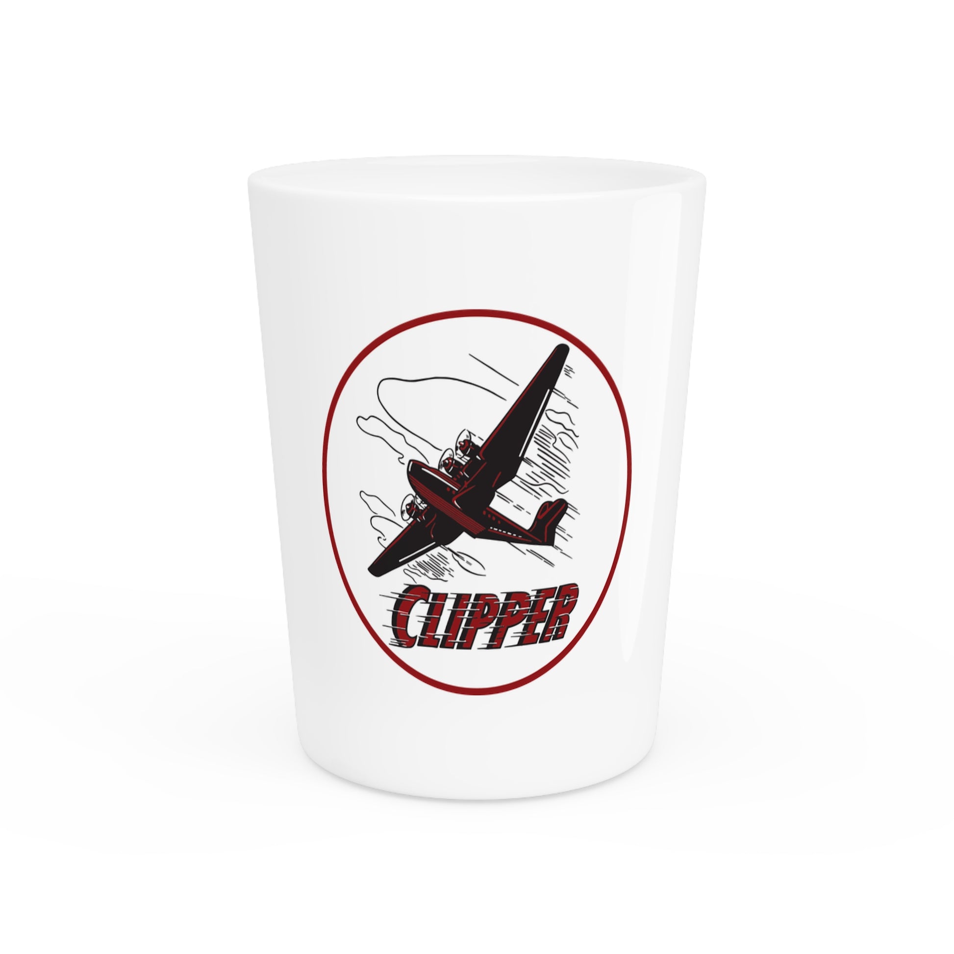 Clipper Petroleum shot glass — vintage petroliana barware — The Faded Label Co.
