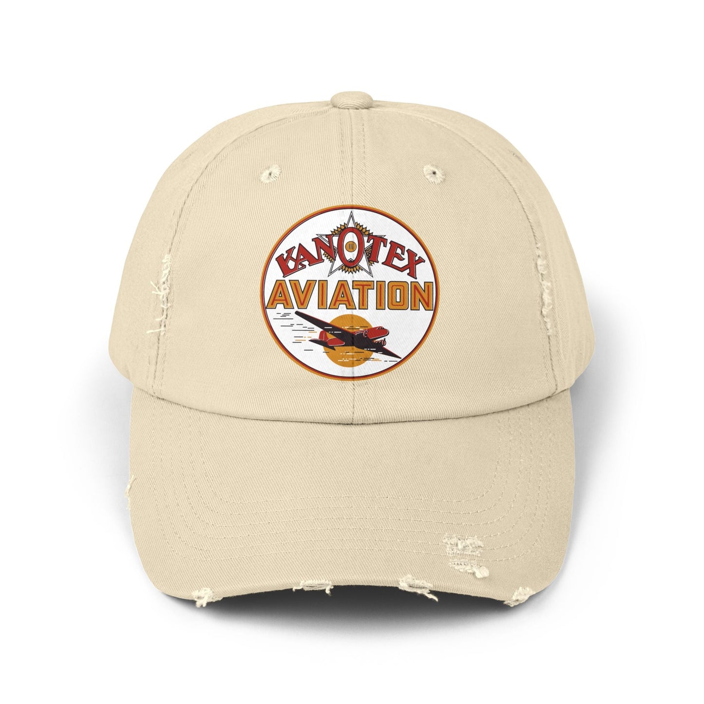 Kanotex Aviation distressed hat stone — vintage petroliana cap — The Faded Label Co.
