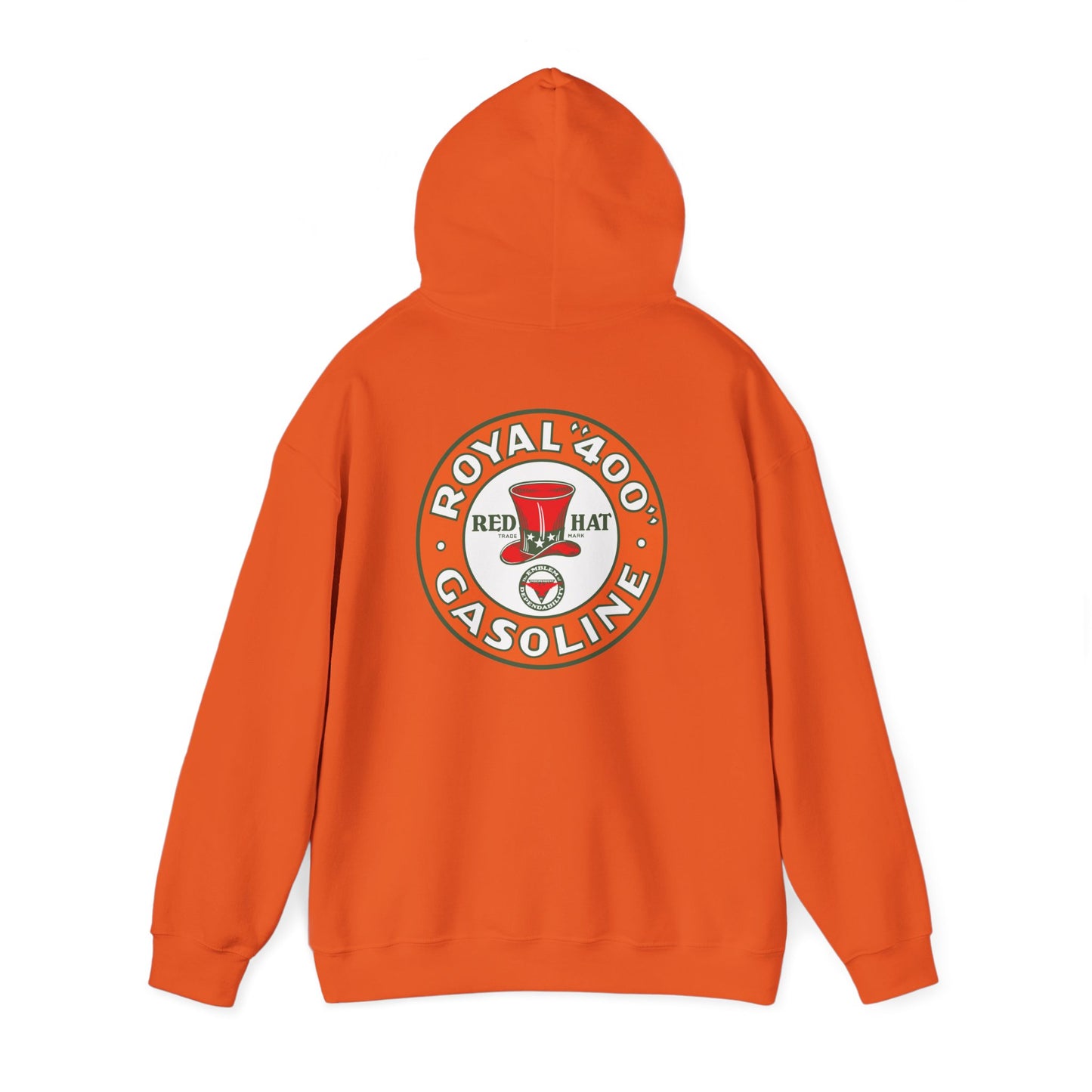 Royal 400 Red Hat Gasoline Hoodie — Vintage Petroliana | The Faded Label Co.