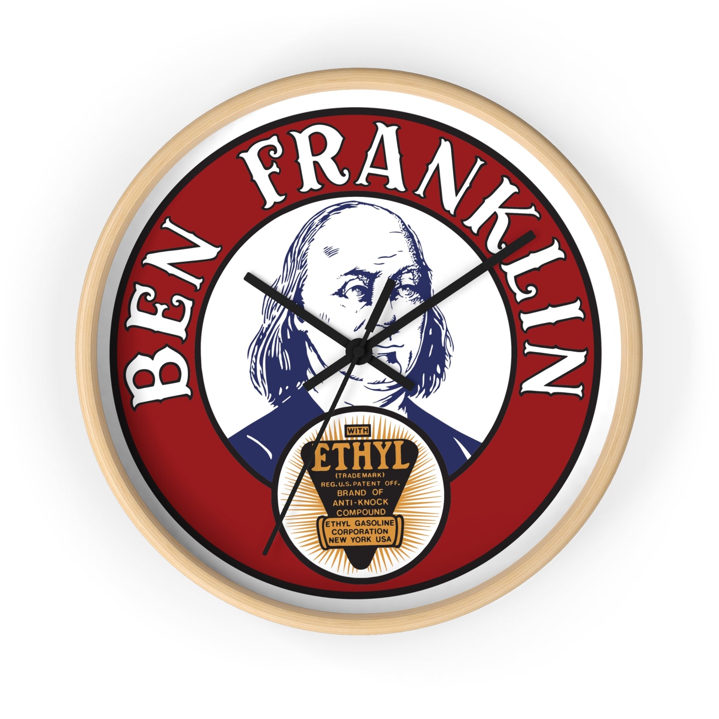 Ben Franklin Wall Clock – Vintage Patriotic Portrait Clock with Ethyl Seal