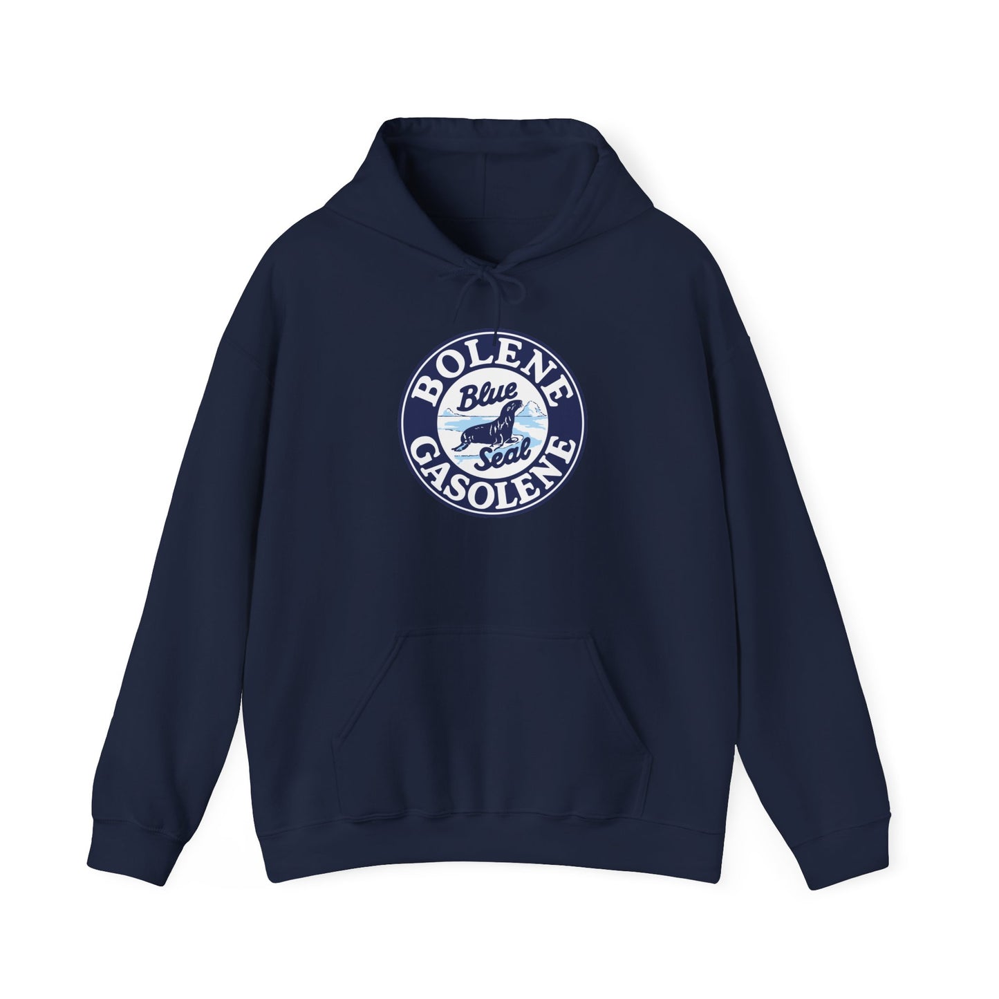 Bolene Blue Seal"Gasoline Hoodie - Vintage " Retro Logo Pullover