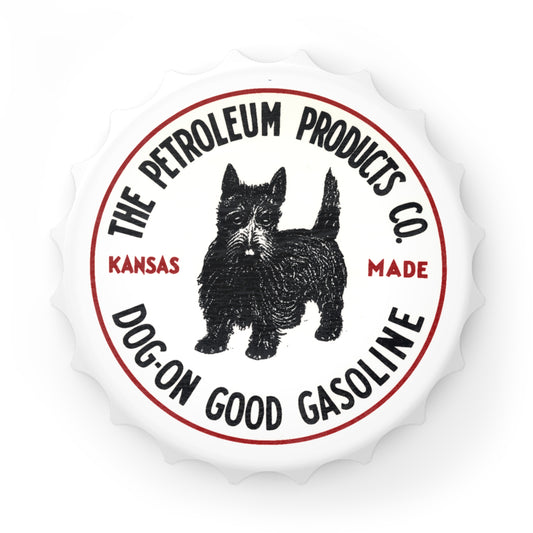 Dog-On Good Gasoline bottle opener — vintage Scottie dog petroliana gift — The Faded Label Co.