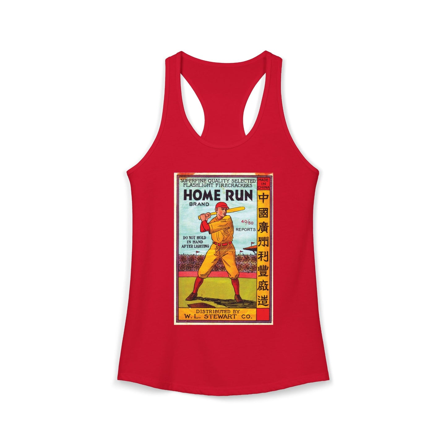 Home Run Firecrackers racerback tank warm gray — 4th of July women's summer tank — The Faded Label Co.
