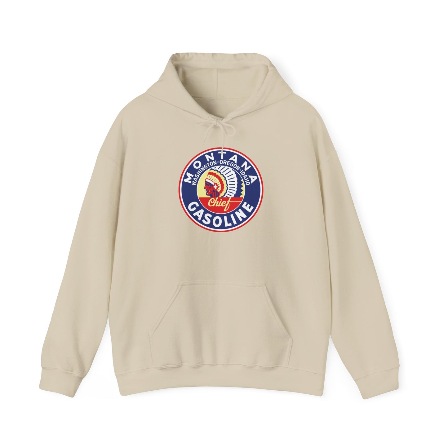 Montana Chief Gasoline Hoodie — Retro Logo Vintage Gas Station Pullover