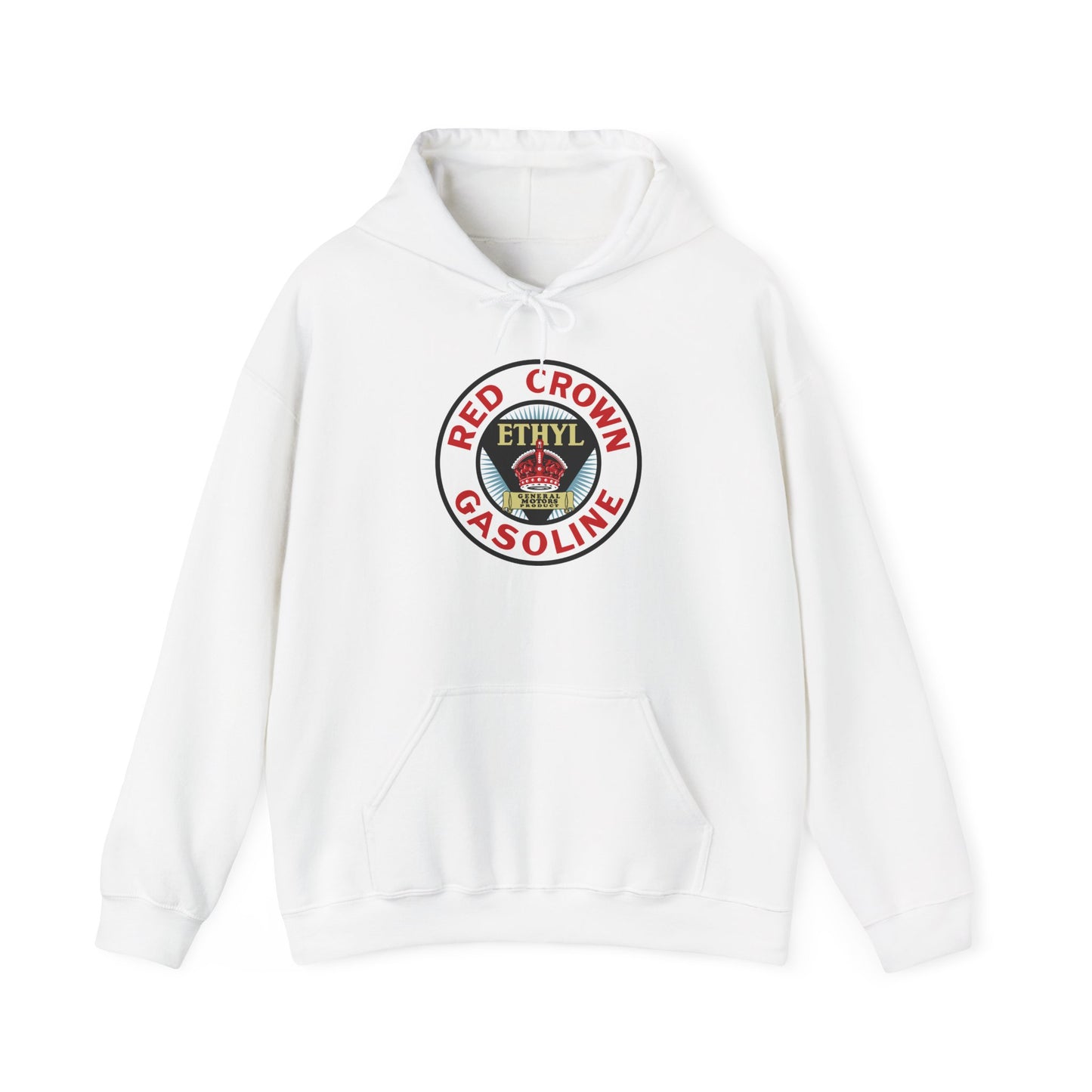 Red Crown Ethyl  Gasoline Logo Hoodie — Vintage Ethyl Oil Company Pullover