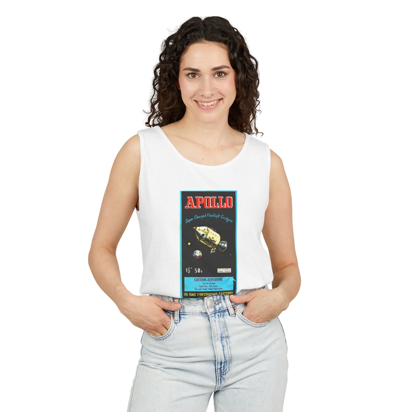 Apollo Firecrackers tank top sand — firecracker label collector gift — The Faded Label Co.