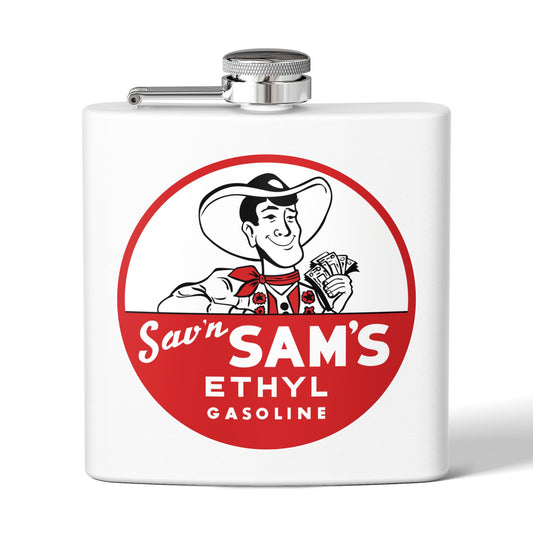 Sam's Ethyl flask white — vintage petroliana gift — The Faded Label Co.