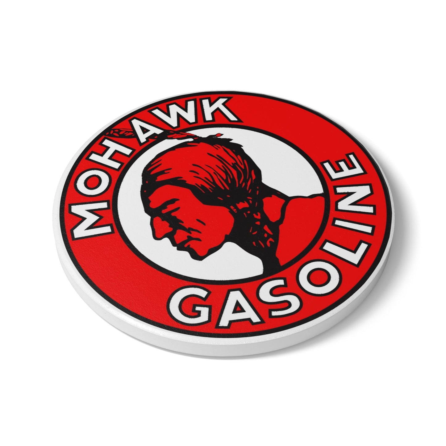 Mohawk Gasoline coaster cork backing — vintage petroliana gift — The Faded Label Co.